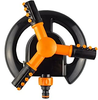 3 ARM Black Orange Rotating LAWN SPRINKLER Irrigation System Gardening