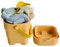 Silicone Foldable Beach Bucket Set (6 pieces) - Collapsible Sand Toys for Kids, Castle, Sea Animals Molds, Toddler Travel Sandbox Set (Yellow)