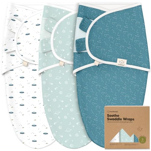 KeaBabies 3-Pack Bio Swaddle Schlafsack Baby - Pucksack Baby 0-3 monate für Neugeborene, Weich und Gemütlich Pucktuch Säuglinge fur Mädchen, Jungen, Babyschlafsack Neugeborene, Atmungsaktiv (Galaxy)