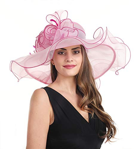 SAFERIN Damen-Organza-Fascinator, Kirche, Brautschmuck, Teeparty, Hochzeitshut, Sf12-pink, Medium