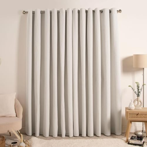 OHS Bedroom Blackout Curtains Cream Eyelet, Super Soft Boucle Modern Decorative Curtains for Living Room Bedroom Home Thermal Winter Curtains, 66x54”