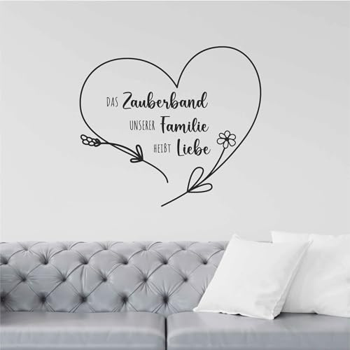 Indigos UG - Wandtattoo Wohnzimmer - Wandaufkleber Das Zauberband unserer Familie - Schwarz 96x85cm - Aufkleber Kinderzimmer Schlafzimmer Küche Badezimmer Büro Dekoration