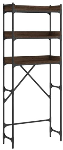 vidaXL Waschmaschinenregal, Waschmaschinenschrank mit viel Stauraum, Wasserbeständig Toilettenregal Verstellbare Beine, Standregal Badezimmer Regal Badmöbel, Braun Eichen-Optik