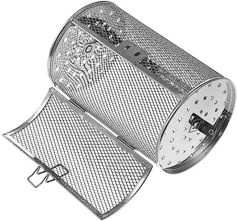 Zerodeko Panier Rotatif Acier Inoxydable Pour Rôtissoire Compatible Four Et Barbecue Panier à Cuisson Pour Noix Amandes Et Fruits Secs