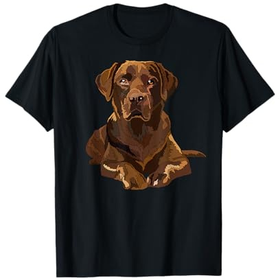 Raf THE ARTIST Designs T-shirt Labrador Retriever Chocolat Marron Femme Unisex Artistique Coupe classique Manche courte Col rond Marron S EU Small Regular