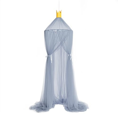 Odot Betthimmel Babybett Mädchen Jungen Himmelbett Vorhänge Kinder Baldachin Kinderzimmer Rund Hängende Princess Moskitonetz für Schlafzimmer Babyzimmer Dekoration (grau,10# (Dick))