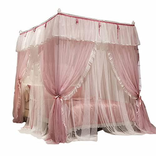 Betthimmel, Schlafzimmer-Moskitonetz, rosa Bettvorhang im Prinzessinnen-Stil, Betthimmel für Mädchen, Raumdekoration (Farbe: Rosa, Größe: 200 x 220 x 200 cm)