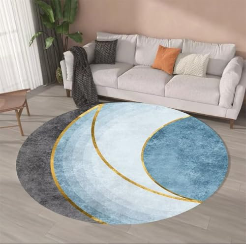 DJHWWD Deko Jungs Jugendzimmer Auslegware Wohnzimmer Blauer Teppich Schlafzimmer runder maschinenwaschbar kinderzimmer bodenteppich 120X120CM