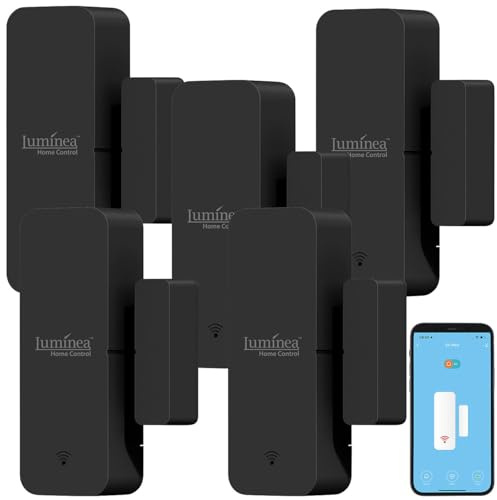 Luminea Home Control WiFi-Türkontakt: 5er-Set WLAN-Tür- und -Fensteralarm, weltweiter App-Zugriff (Fensteralarmsystem, Funk-Magnetkontakte)