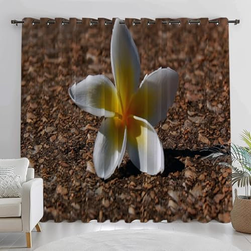 Gardinen Blickdichter, Thermovorhang Weiß 280 x 264 cm Ösenvorhang 2er Set Blumen Drucke 3D Druck Vorhang Verdunkelung mit Ösen für Schlafzimmer Wohnzimmer Kinderzimmer