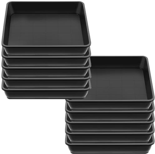 Sibosen Lot de 10 soucoupes de pot de fleurs, carrés, en plastique, 20 x 20 cm