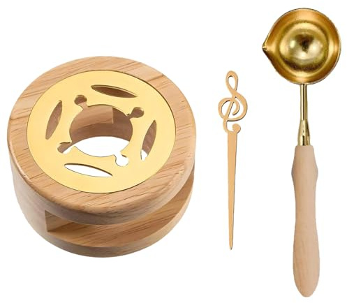 Siegelwachs-Ofen-Werkzeug,Wachssiegel Wärmer,Wax Seal Warmer Kits,Wachssiegelwärmer,Siegelwachs Schmelzofen,Wachssiegel Kit,Wachsheiztopf Mit Schmelzlöffel,Mit Rührnadel,Holzfarbe,1 Set