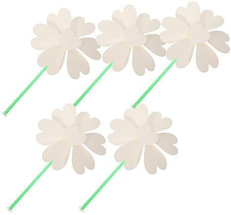 SUPVOX Molinetes De Papel Blanco para Niños Preescolares, Kit De 5 Piezas DIY para Pintar y Dibujar, Juguetes Creativos Al Aire Libre, Adecuado para Manualidades Educativas Infantiles