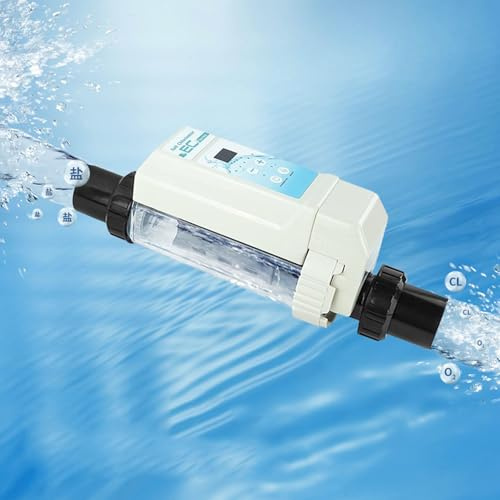 HDaspijh Générateur De Chlore Au Sel, Système De Chloration De Piscine, éLectrolyseur Au Sel pour Spa, DéTection du Niveau d'eau Et Nettoyage Automatique,40M³/8g/HR