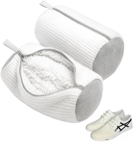 Schuhwaschbeutel Waschmaschine 2 Stück, Weiße Schuhwaschbeutel für Schuhe in der Waschmaschine, 39 x 19 cm Schuhbeutel Waschmaschine, Schuhsack Waschmaschine für Schuhe Waschen Beutel