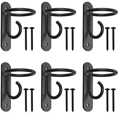 NACETURE Eimerhaken für Pferdeställe - Kippschutz-Design Futter- & Wassereimerhalter, robuste stabile Scheunenzaunzubehör - Schwarze Metallbügel für Pferde