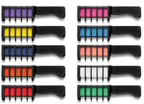 Set di gessetti per capelli per ragazze – 10 colori temporanei lavabili – Mini pettini colorati a gesso per regalini e feste