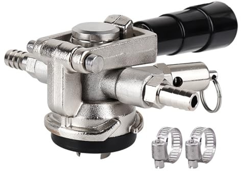 Stainless Steel D-System Keg Connector - Low Profile Beer Dispense Faucet with Pressure Relief Valve for Homebrew/Kegerator Systems