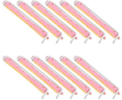 LALADEFIEE Bigodini per Chioma 12 Pezzi in Plastica Flessibile per Donne, Strumenti Portatili per Arricciare Chioma, Leggeri e Semplici, per Uso Domestico e Viaggio