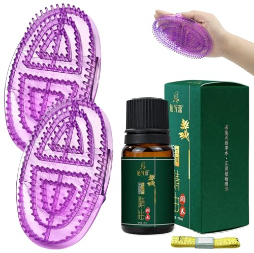 2pcs Meridian Massagebürste für Waist, Abdomen, Head, Leg | mit 10ml Ätherische Öle und 1,5-Meter-Maßband,Professional Meridian Massagebürste,5 Elements Meridians Brush