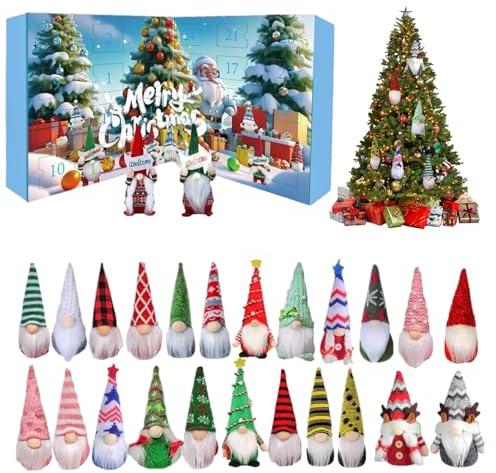 Gnome adventskalender 2025 med 24 tomtar, samlarobjekt julfigurer dekor