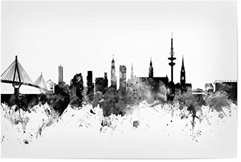 artboxONE Poster 60x40 cm Städte Skyline Hamburg hochwertiger Design Kunstdruck - Bild Hamburg Hamburg minimal