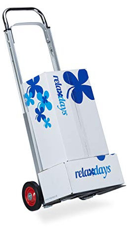 Relaxdays Sackkarre bis 200 kg Traglast, multifunktionale Transportkarre, leicht, Profi, Metall, silber
