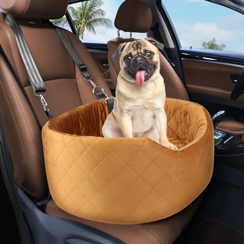 Hunde Autositz, Haustier Auto Erhöhter mit Sicherheitsgurt für Kleine oder Mittlere Hunde, für Hundesitz Auto Rückbank mit Abnehmbar Waschbar Hundekissen