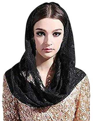 Beaupretty Unendlichkeit Schleier Spitze Schal Katholische Kirche Kapelle Schleier Kopf Abdeckung Latin Masse Mantilla Schleier für Ostern Brautfrauen (Schwarz)