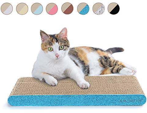 AMZNOVA Katzen Kratzpappe Rescratch Katzen Kratzbrett, Kratzpappe mit Katzenminze, Kratzbrett Kratzbretter Katzenkratzbrett, Schmal, Glitzer Blau