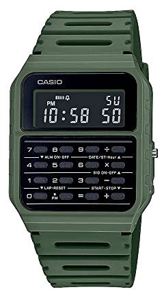 Casio CA-53WF-3B miniräknare grön digital herrklocka original ny klassisk CA-53, 43,2 × 34,4 × 8,2 mm (CA-53WF-3BDF), gRÖN, 43.2×34.4×8.2mm, Digital