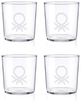 Set 4pcs vasos de agua 0,345l cristal logo transparente Casa Benetton