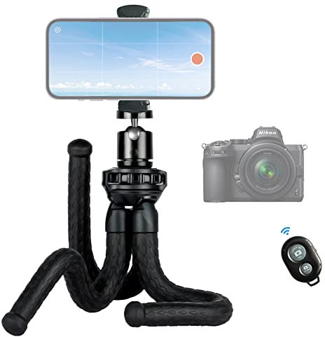 Fotopro Trepied Smartphone, Mini trépied Flexible pour Appareil Photo avec Support de téléphone, télécommande sans Fil, Compatible avec l'appareil Photo iPhone