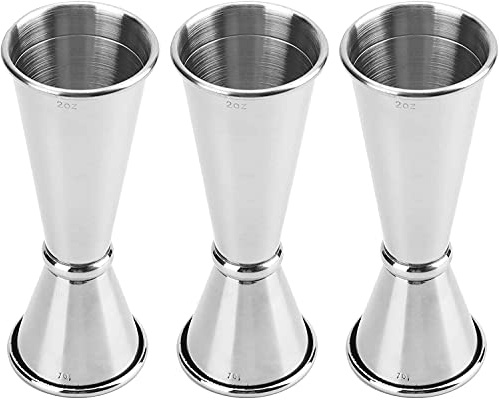 Yesland 3 Pcs Double Cocktail Jigger - Double Jigger and Japanese Style Stainless Steel Bar Measuring Jigger - 0.5 Oz to 2 Oz Jiggers -Silver Alcohol Measuring Tools(4.75 Inches)