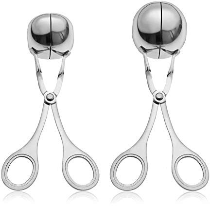 YUIP Set di 2 Palette per Carne, Acciaio Inossidabile Polpette di Carne, Anti-Aderente Paletta per polpette Ball Maker Pinze, Pinza per Ghiaccio Cake Pop Maker