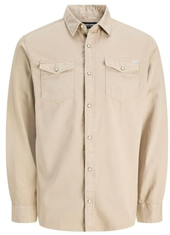 JACK & JONES JJESHERIDAN SHIRT L/S NOOS, Camicia, Uomo, Beige, M