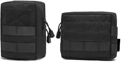 TRIWONDER Borsello Tattico da Cintura, Marsupio Tattico Militare Uomo Donna per Cinturone, Borsa Tattica Molle per Utility edc Caccia Campeggio Ciclismo ((A+B) - Nero - 2 Pezzi Misti)