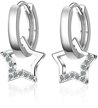 Stern Creolen 18K vergoldet 925 Sterling Silber Post Star Ohrhänger Stern Creolen für Frauen Hypoallergen Ohrringe für empfindliche Ohren
