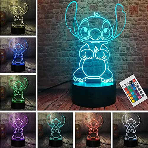 ZTZK Stitch Lampe, 3D LED Nachtlicht intelligente Fernbedienung Tischlampe 16 Farben für Weihnachten Stitch Geschenk Kinderzimmer Dekoration