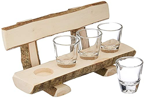 Deggelbam Holzbank mit Schnapsgläsern // Shotgläser // Schnapsbank // Geschenk Naturprodukt 100% Bio // Vatertagsgeschenk // Geburtstagsgeschenk //