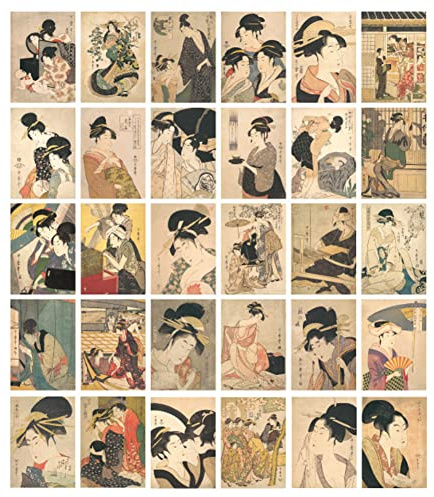 HOSTEESSCHOICE Postkarten-Set mit 30 Postkarten des japanischen Künstlers Kitagawa Utamaro, berühmte Malerei, 10,2 x 15,2 cm