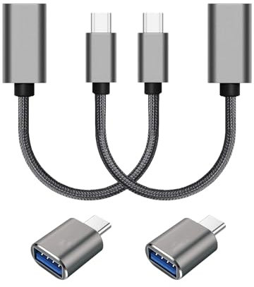 Kitbox 4 Stück USB-C auf USB Adapter Type C OTG Kabel USBC Stecker zu Mini USB3.0 Kabeladapter für MacBook Pro/Air, Laptops, Handys, iPad, Tablets, Mikrofon, Kopfhörer, Kamera, Tastatur,usw