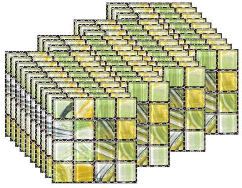 EasyLife 40 Stück wasserdichte Wandfliesenaufkleber – 10 x 10 cm Mosaik, selbstklebende dekorative Aufkleber für Küche und Bad und Heimdekor, entfernbar (Set 6)