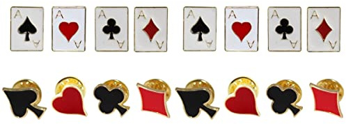 USHOBE 16 Pcs Herz Poker Brosche Emaille Brosche Pin Badge Mode Girls Women Rucksack- Kleidungszubehör Schalschnalle (Zufälliger Stil)
