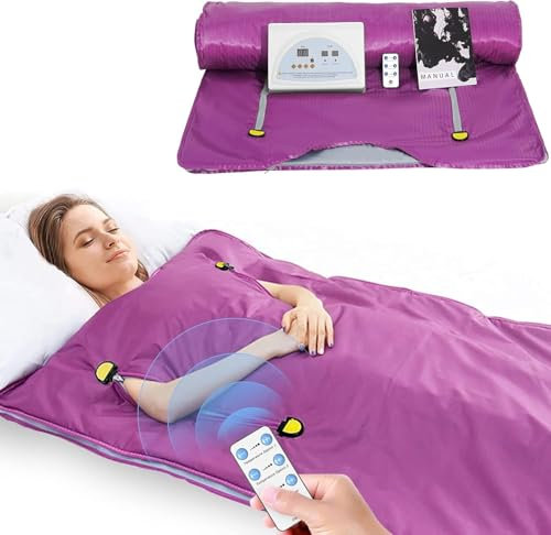 VAYOTOY Sauna da Casa Sauna Coperta a Infrarossi Pressoterapia Portatile Oxford Digitale Coperta Vapore a Infrarossi Sauna per Rilassarsi, Sudare, Disintossicarsi, Salone di Bellezza (Viola)