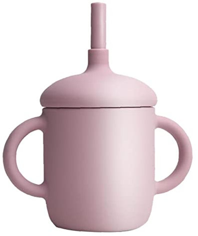 Vepoty Kleinkindbecher Silikon-Trainingsbecher Auslaufsicherer Schnabelbecher Trinkwasser Strohbecher für Babys Kleinkinder Kleinkinder