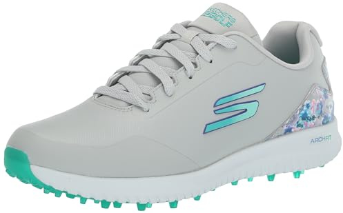 Skechers Women's Go Golf Max Arch Fit Spikeless Golf Shoe Trainers, Grey Floral Waterproof, 6.5 UK