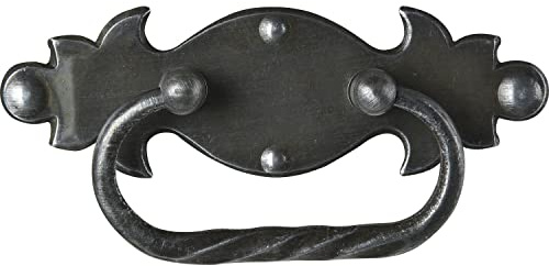 Schorgöhfer & Frehe Möbelgriff Landhausstil - Klappgriff Forger LA 40mm - Schubladengriff - Schild mit Griff 115x35mm, Eisen schwarz verzinkt abgerieben
