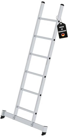 PROREGAL Sprossen-Anlegeleiter mit nivello®-Traverse | 6 Sprossen | Leiter, Teleskopleiter, Trittleiter, Bockleiter, Sprossen-Doppelleiter