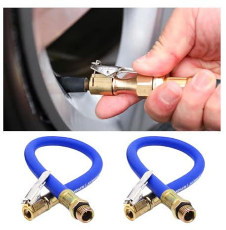 JNNJ 2Pcs Auto Reifenfüllschlauch, Reifenfüller Ventilverlängerung, 37cm Inflator Pumpe Schlauch, Reifenfüller Erweiterung Universal für Auto Motorrad LKW(Blau)